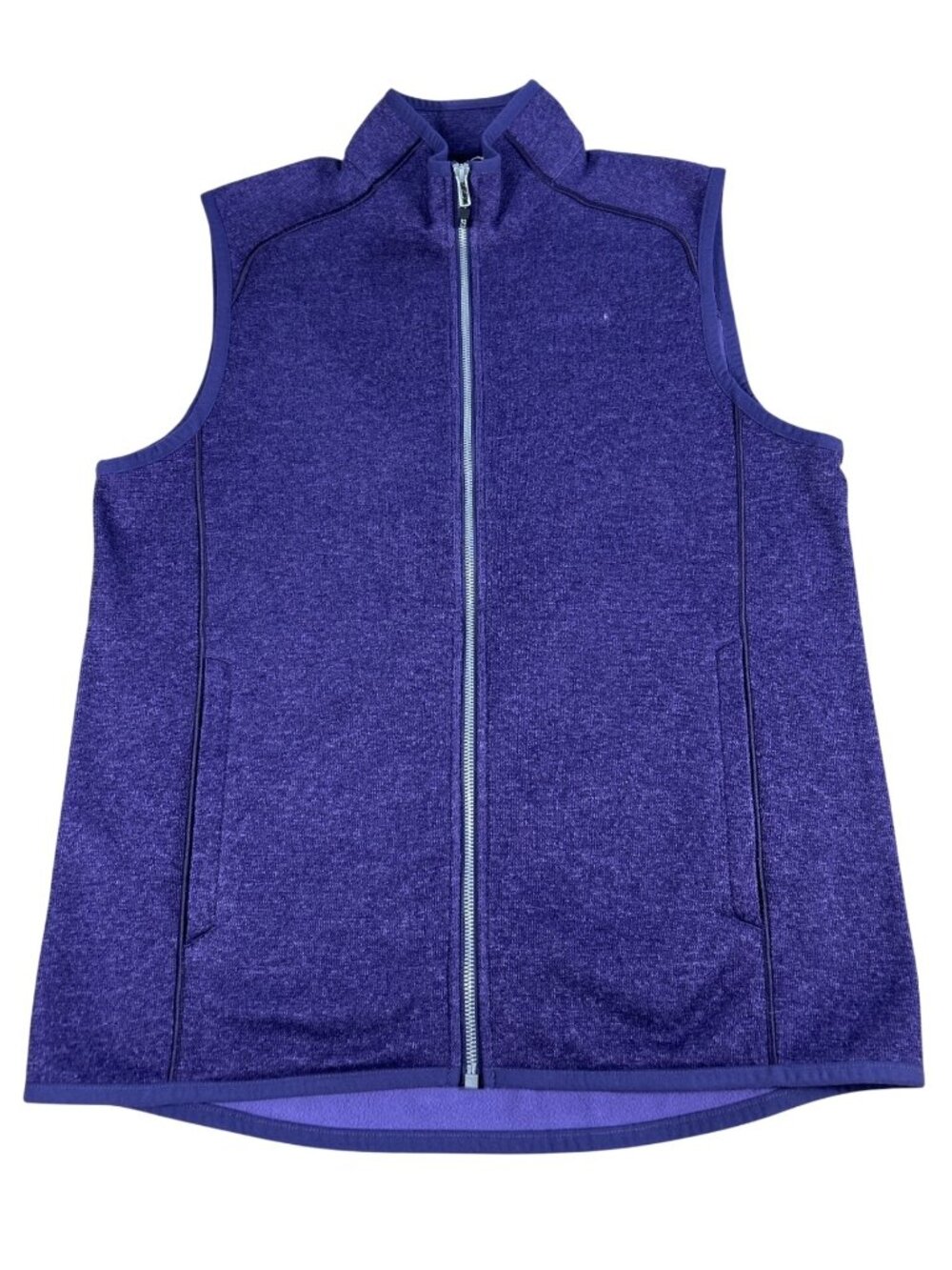 NEW Cutter & Buck Full Zip Fleece Vest Women's L Purple Soft Pockets Golf READ